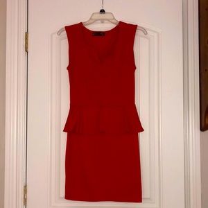 Red body-con peplum dress: size small